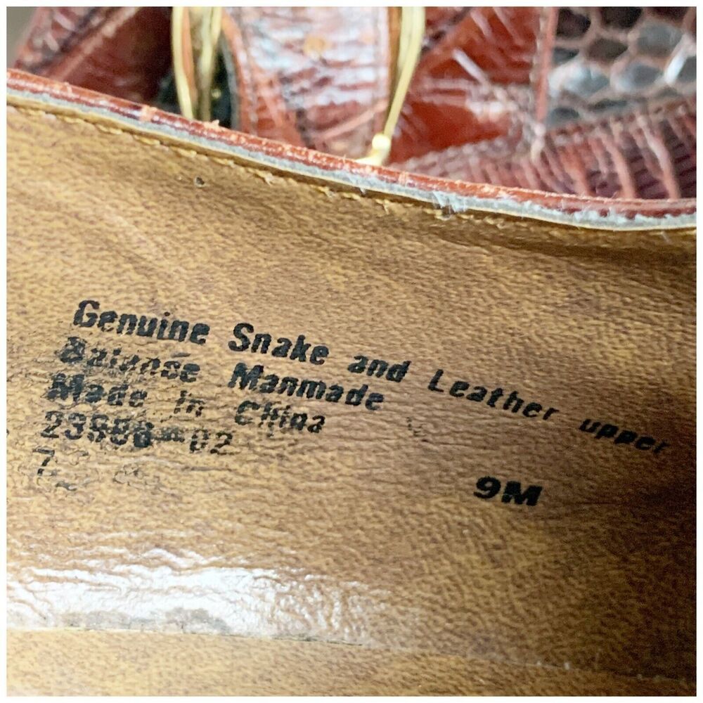 Stacy Adams Monk Strap Mens Dress Shoes Size 9 Genuine Snakeskin Brown Leather - Picture 9 of 12